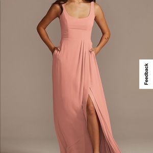 David’s Bridal  Chiffon Tank Scoop Neck Bridesmaids Dress